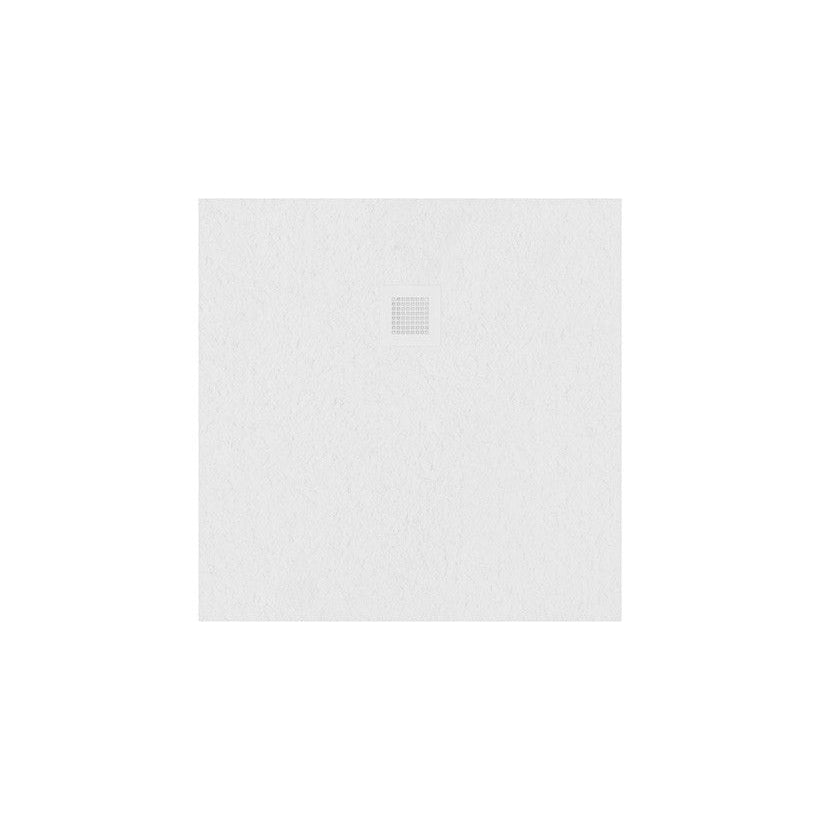 Slate Effect Square Shower Tray - White