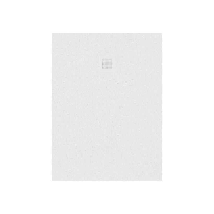 Slate Effect Rectangular Shower Tray - White