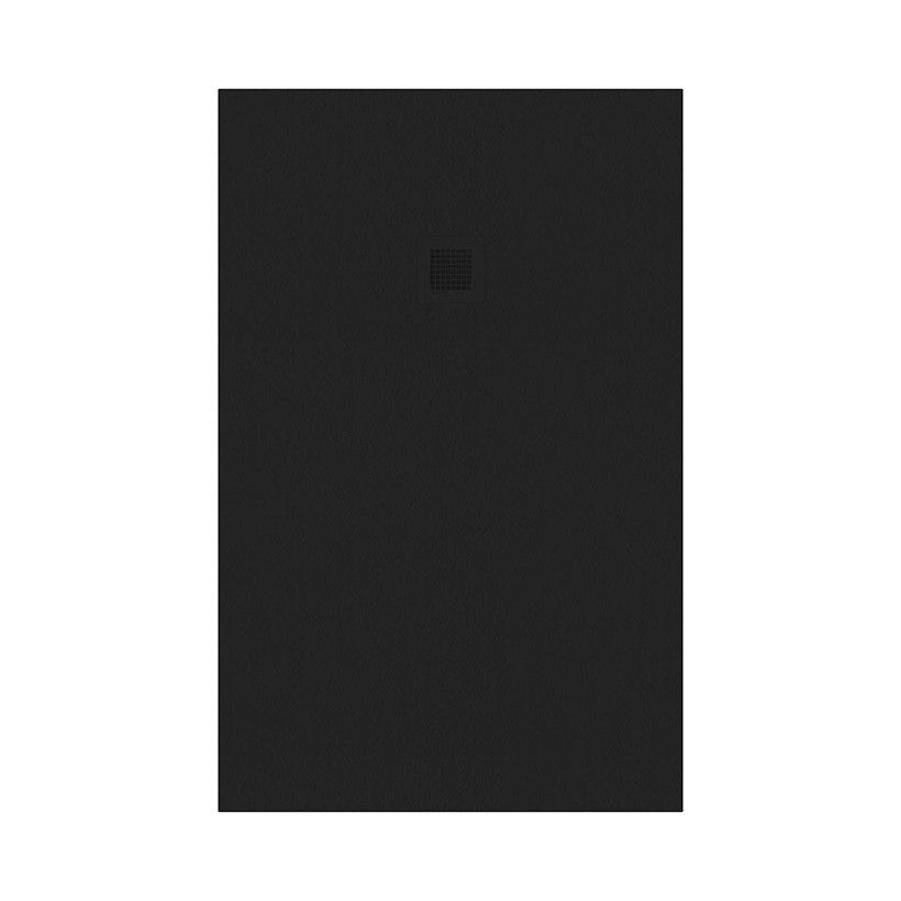 Slate Effect Rectangular Shower Tray - Black