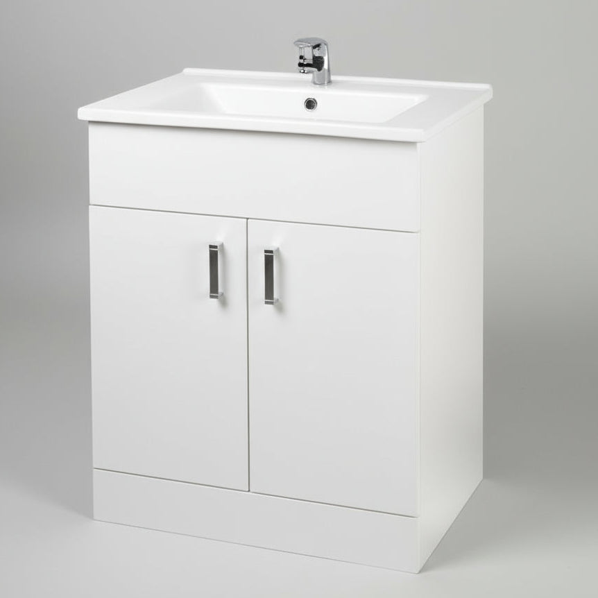 Troya 55cm Floor Standing Vanity Unit in Gloss White