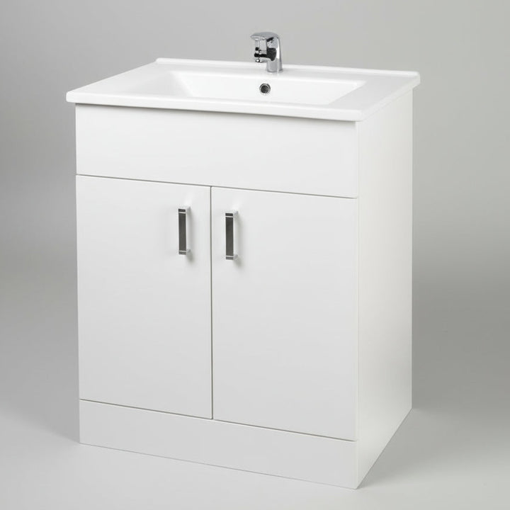 Troya 55cm Floor Standing Vanity Unit in Gloss White