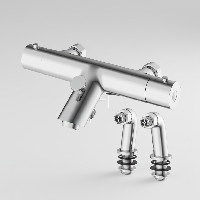 Aqualla Luca Thermostatic Bath Mixer with Legs - Chrome