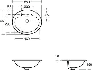 Ideal Standard Orbit 21 55cm Inset Basin (1 Tap Hole)