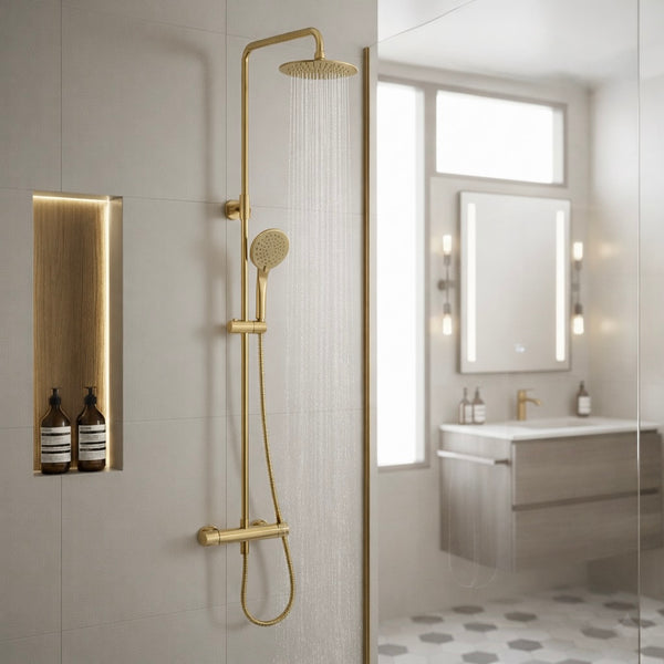 Luca Drench Thermostatic Shower Brushed Brass