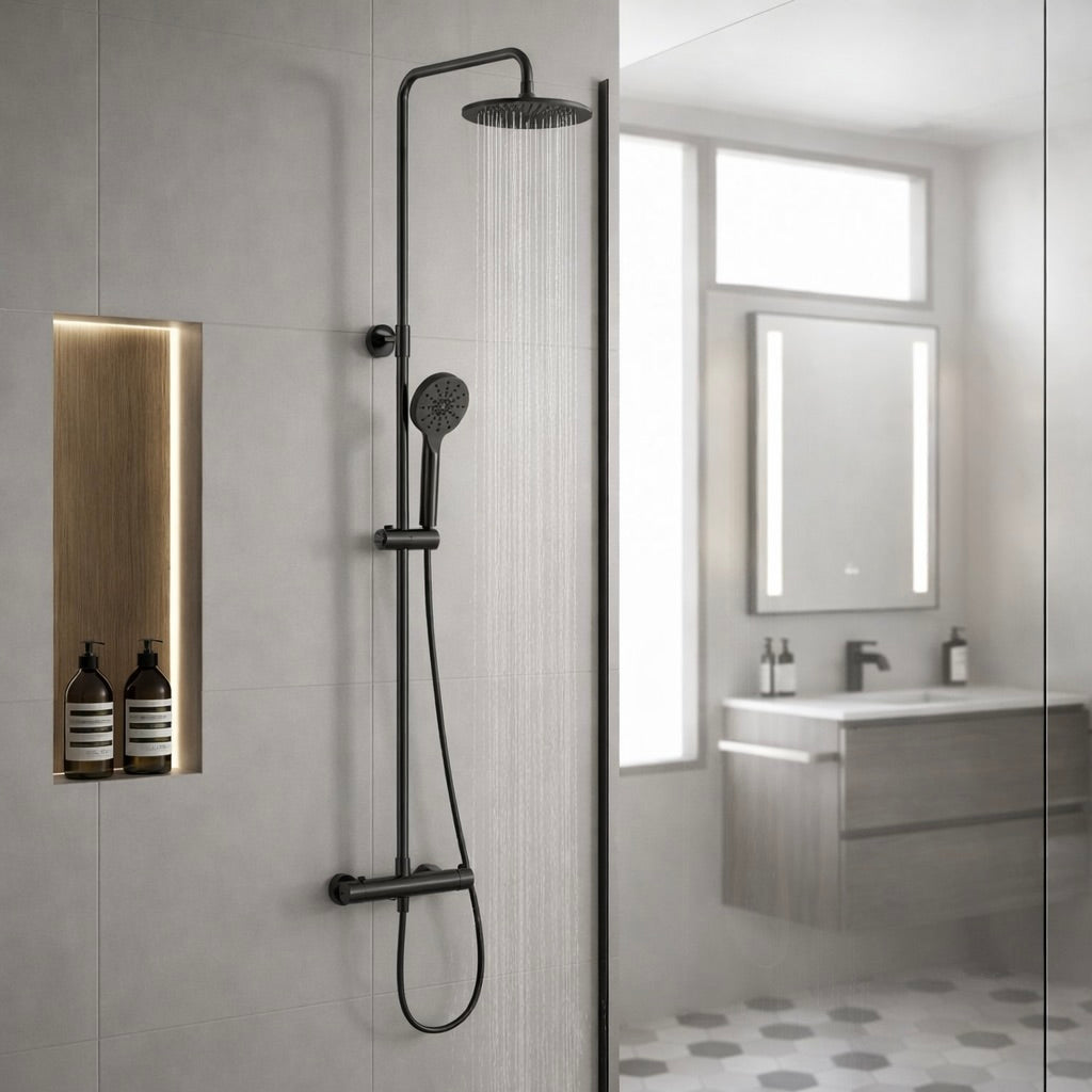 Aqualla Design Dual Drench Thermostatic Shower (Multiple Colours)