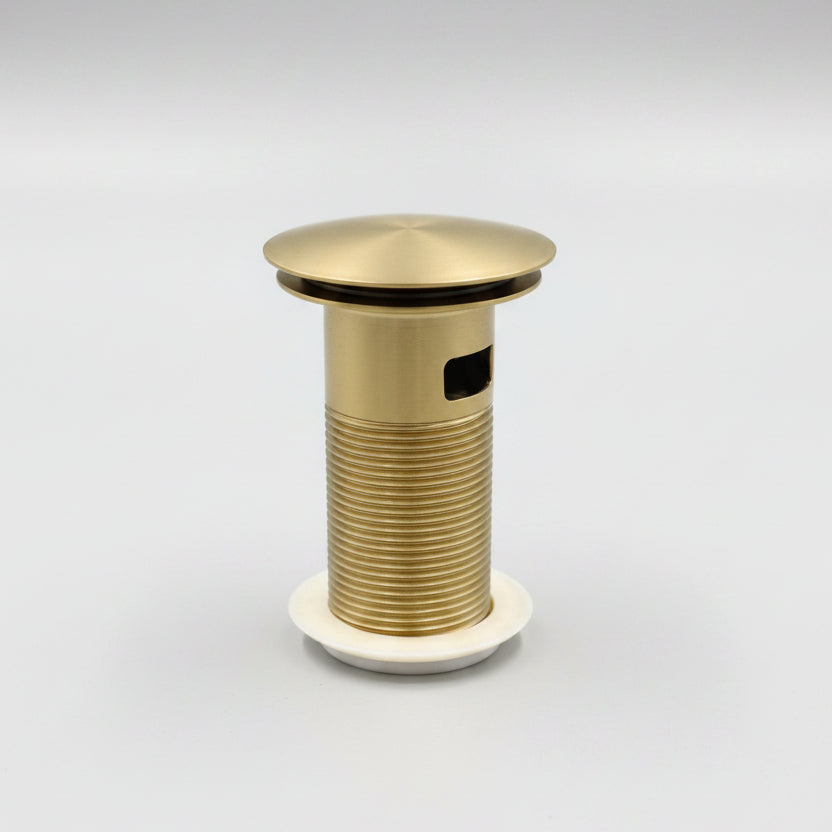 Mushroom Spring Waste Slotted Brushed Brass