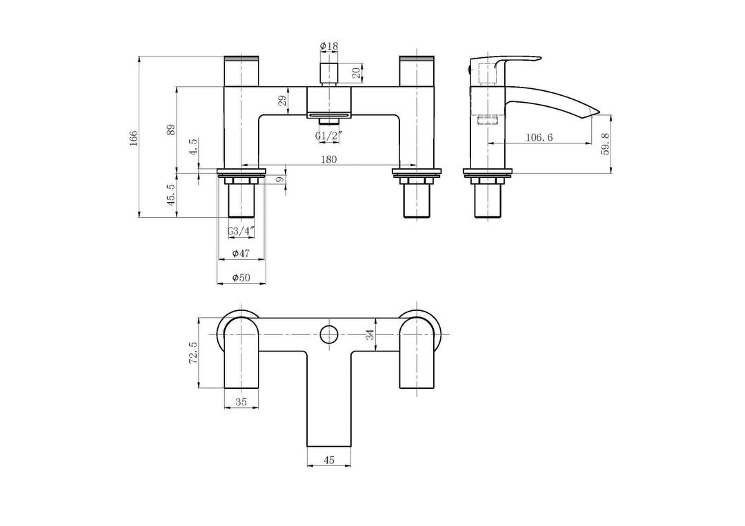 Velora - Luma Bath Shower Mixer Chrome