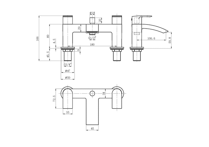 Velora - Luma Bath Shower Mixer Chrome
