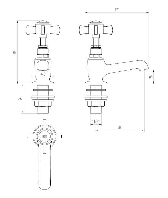 Cashel Traditional Basin Taps Chrome (Pair)