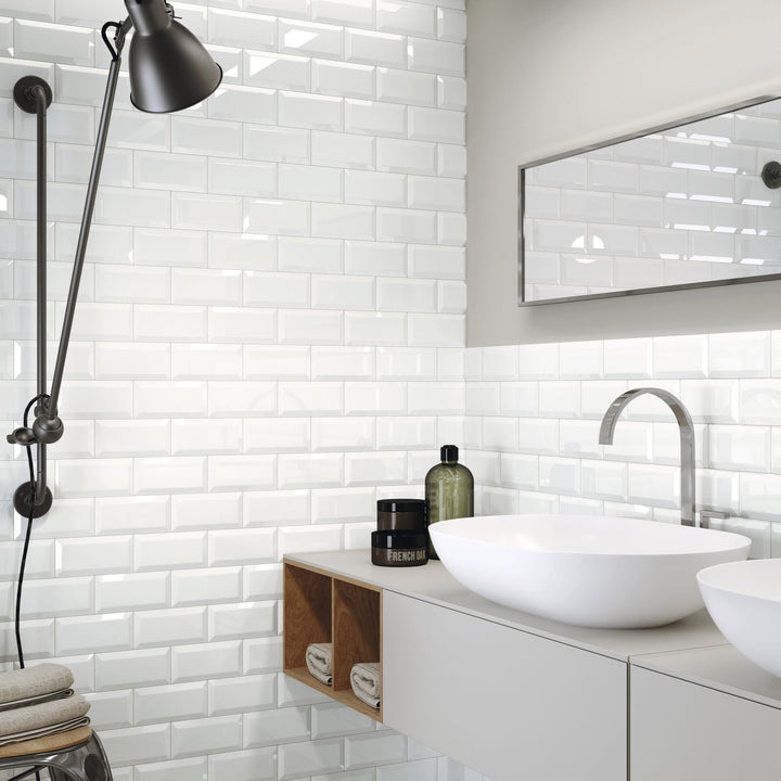 CVA Biselado Blanco Metro Ceramic Wall  Tile 10*20 (Sqy)