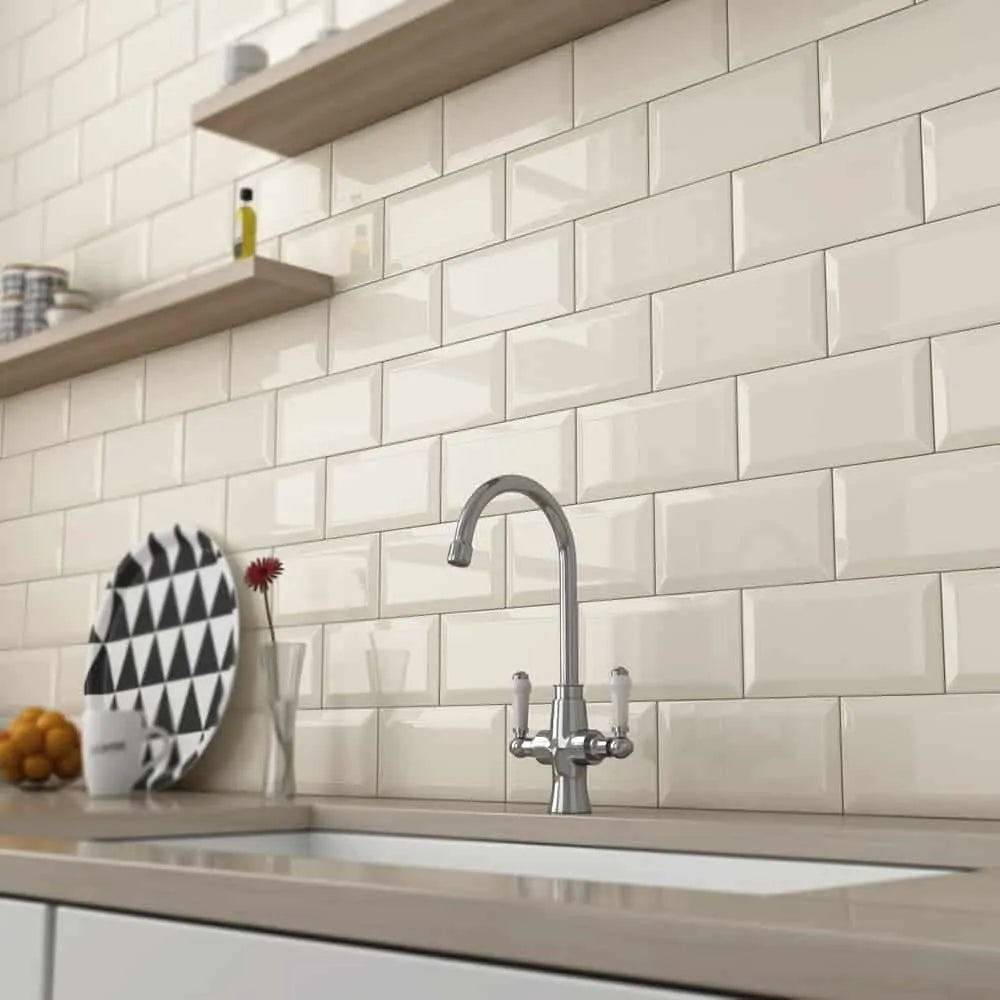 CVA Biselado Crema Metro Ceramic Wall  Tile 10*20 (Sqy)