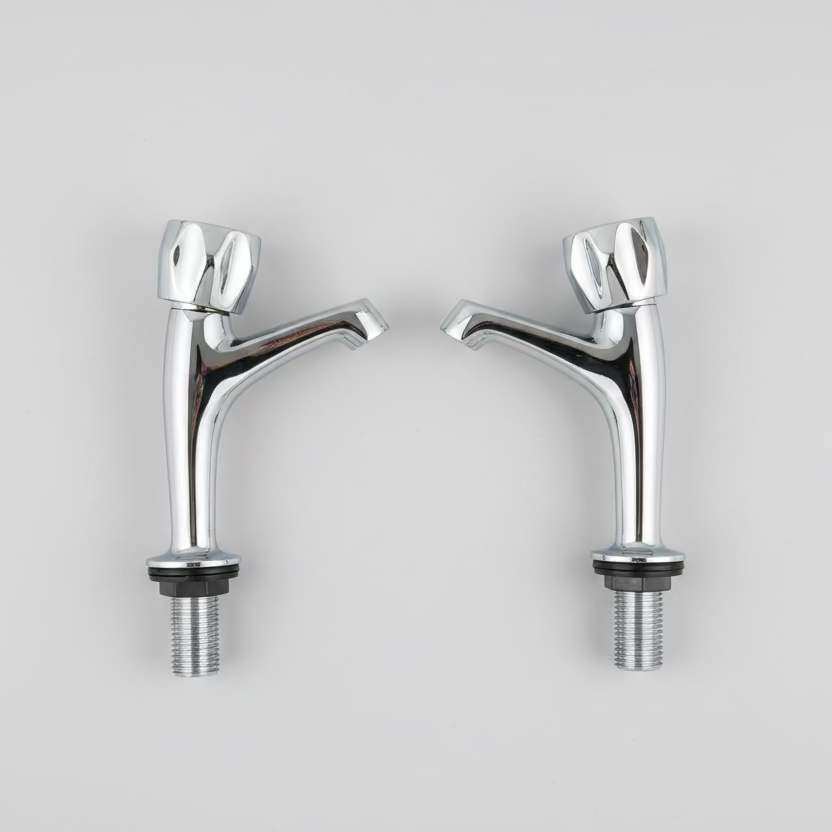 Crown 1/2" High Neck Kitchen Sink Pillar Taps – Pair