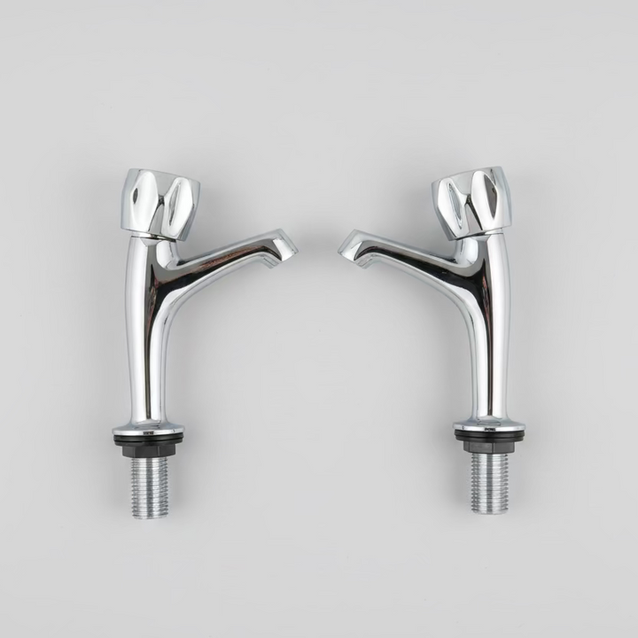 Crown 1/2" High Neck Kitchen Sink Pillar Taps – Pair