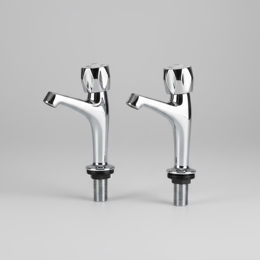 Crown 1/2" High Neck Kitchen Sink Pillar Taps – Pair