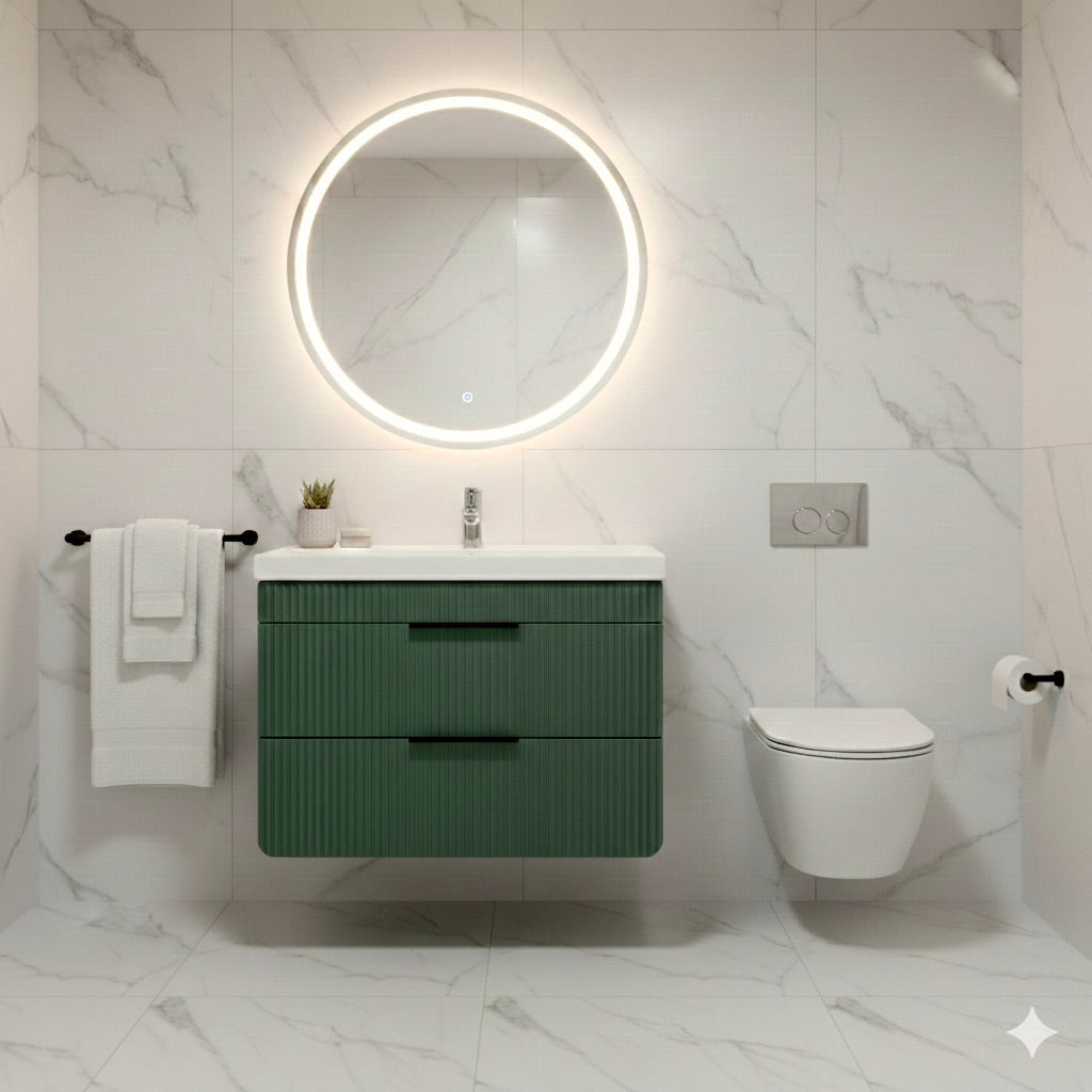 Pedro 80cm Wall Mounted Vanity Unit in Green