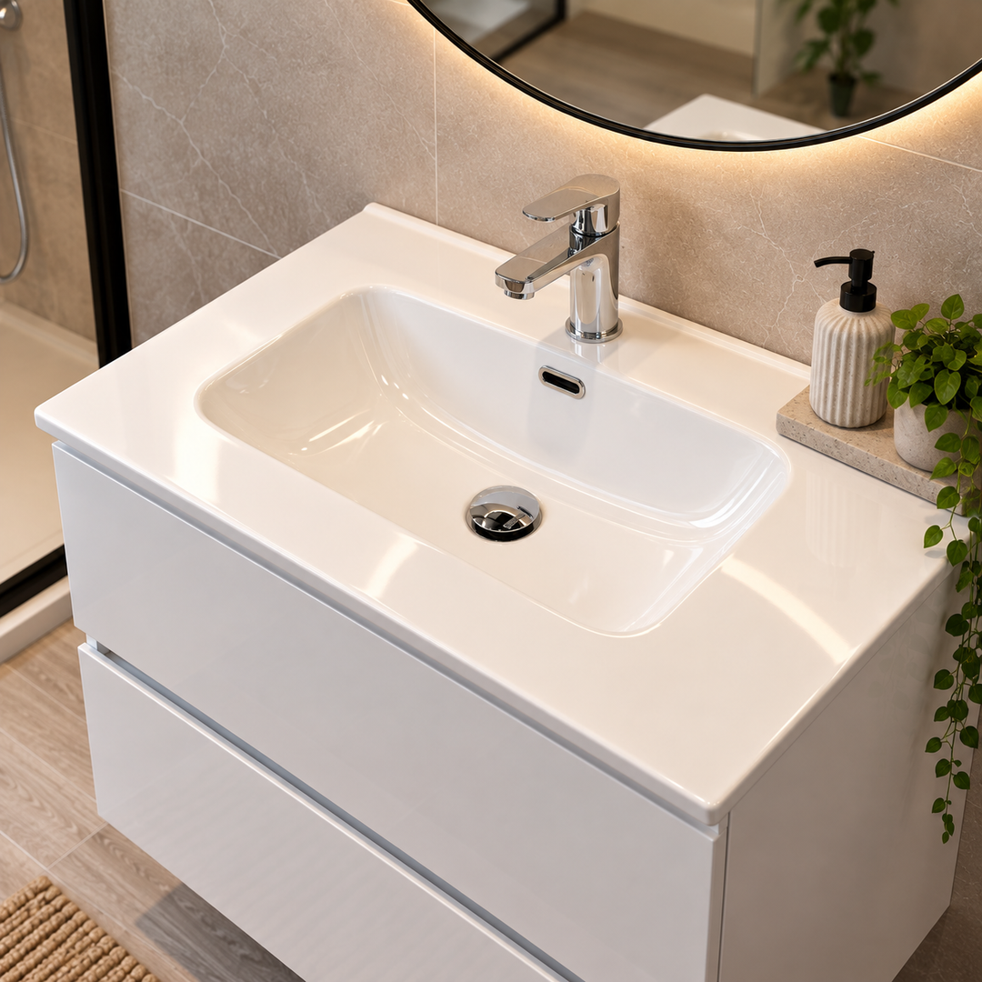 ICON 60cm Wall-Hung Gloss White Unit & Basin