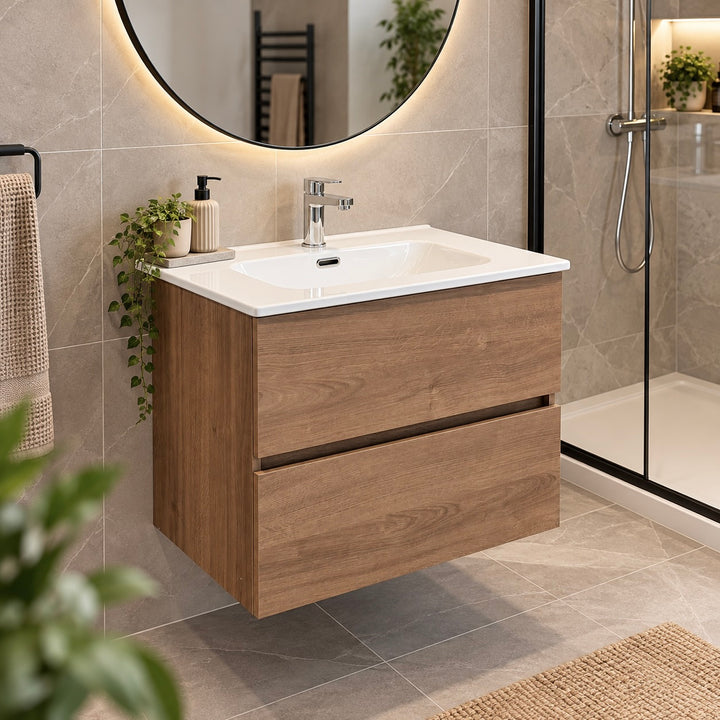 ICON 60cm Wall-Hung Oak Unit & Basin