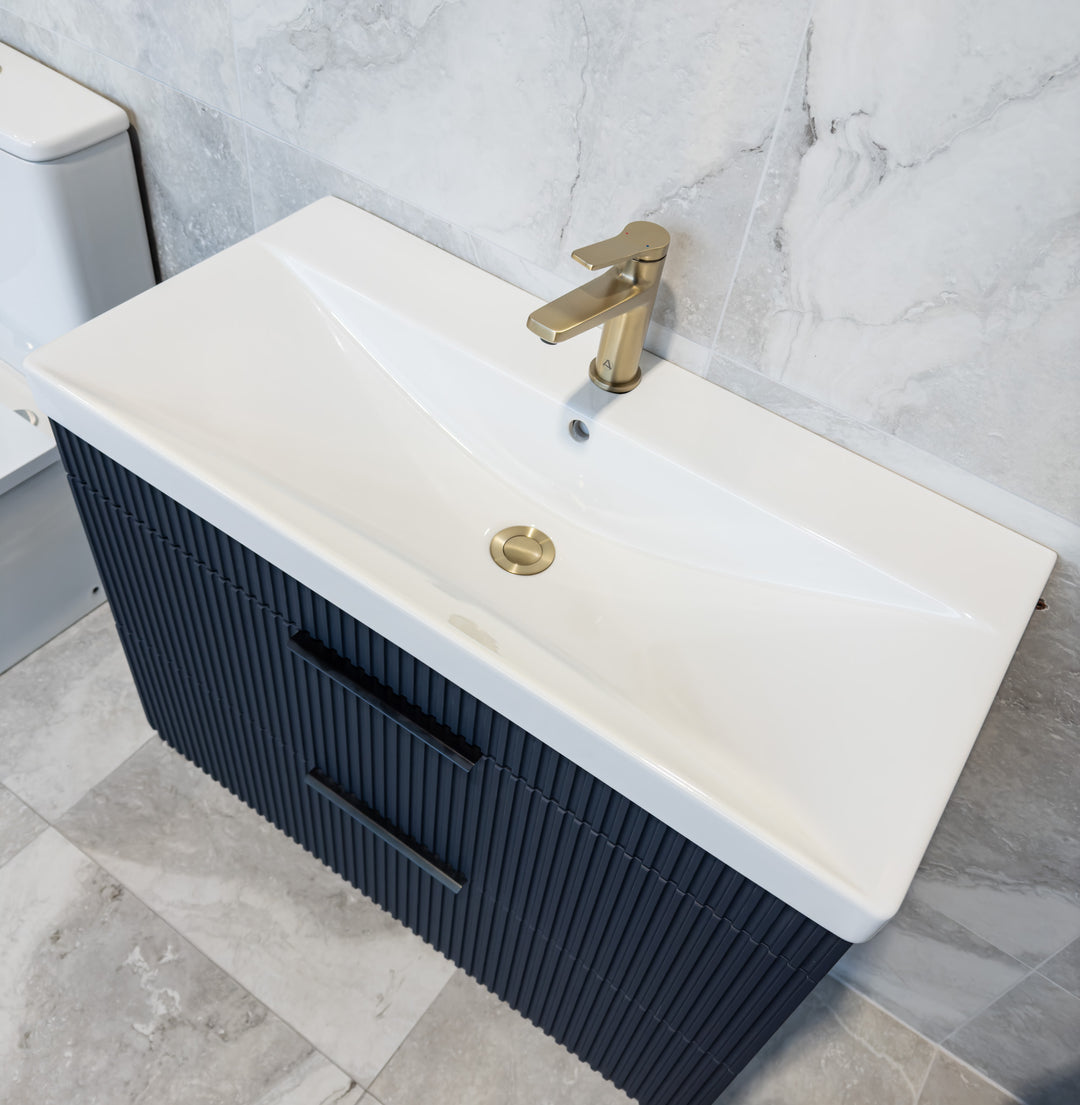 Pedro 80cm Wall Mounted Vanity Unit in Indigo Blue