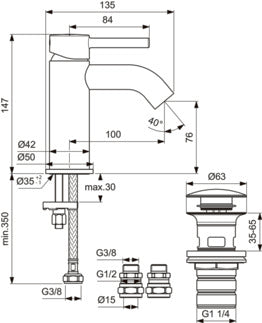 Ideal Standard Ceraline Basin Mixer and Waste Chrome