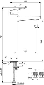 Ideal Standard Ceraplan Tall Basin Mixer - Chrome