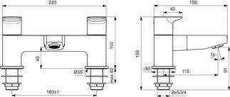Ideal Standard Ceraplan Bath Filler (Chrome)