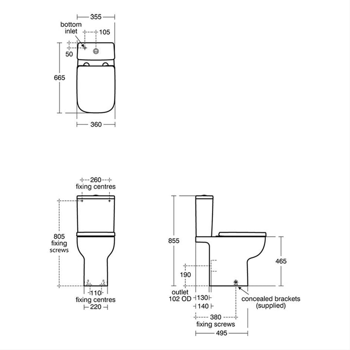 Ideal Standard i.life A Comfort Height Open Back Toilet