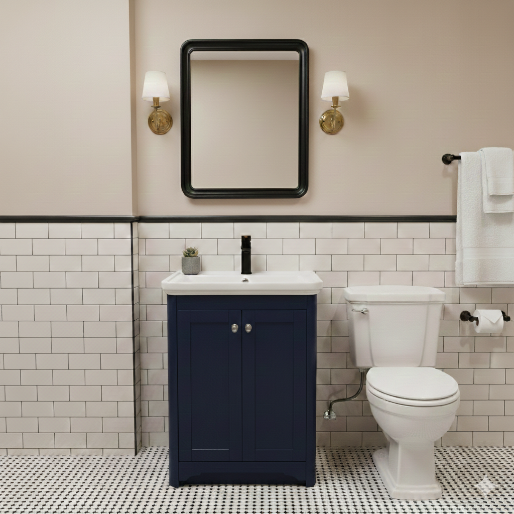 Lambeth 60cm Floor Standing Vanity Unit in Indigo Ash
