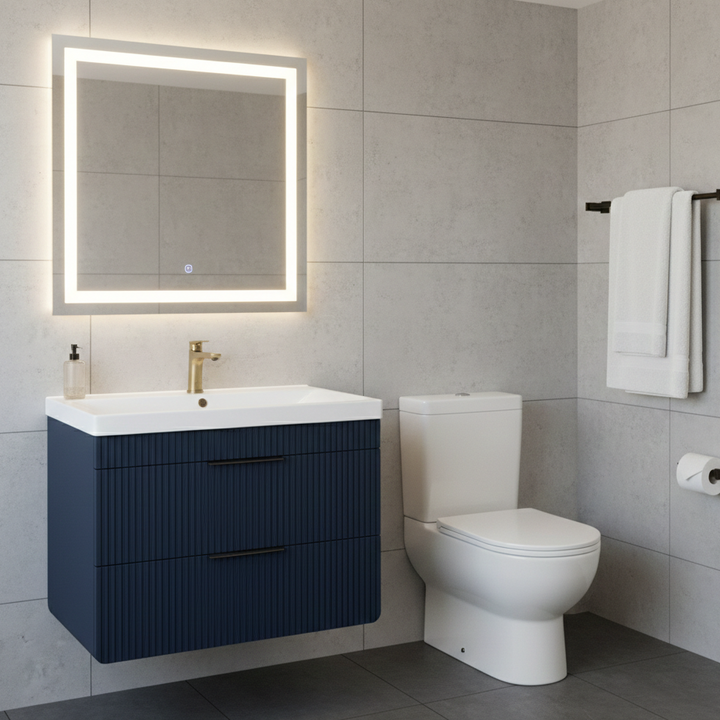 Pedro 80cm Wall Mounted Vanity Unit in Indigo Blue