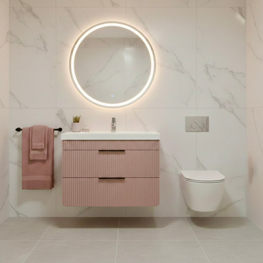 Pedro 800mm Wall Mounted Vanity Unit in Pink