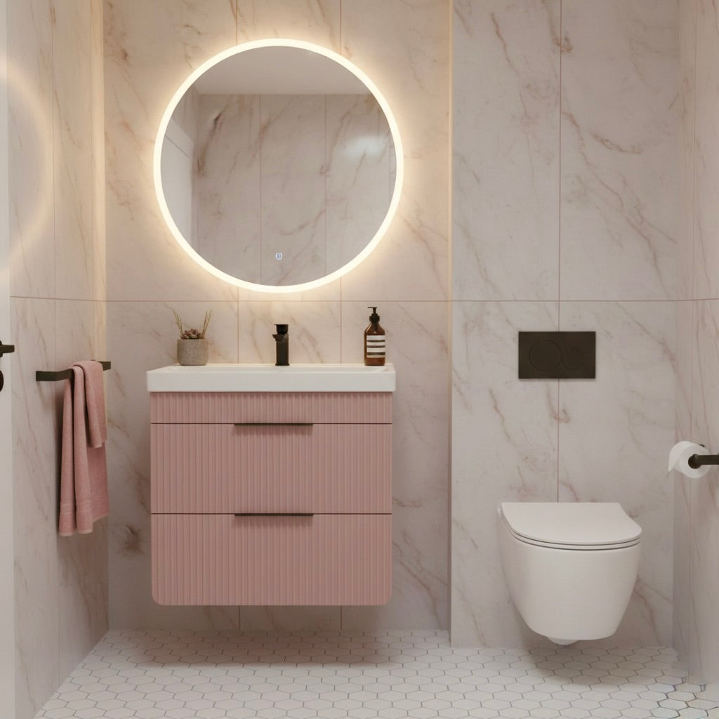 Pedro 60cm Wall Mounted Vanity Unit in Pink
