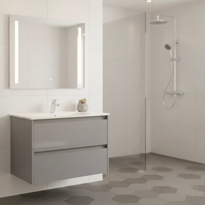 Roca Tenet Gloss Grey Vanity Unit & Basin