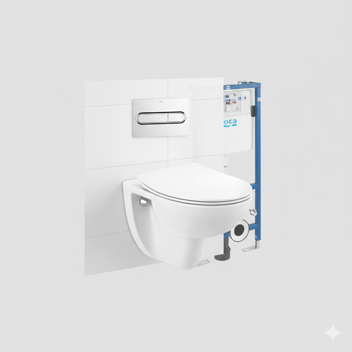 Roca Victoria Wall Hung Rimless Toilet & 820mm Duplo Frame Value Pack