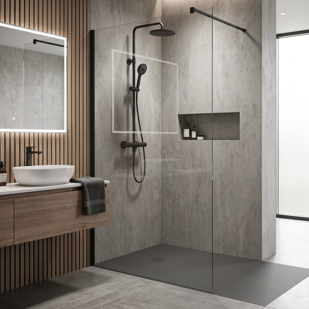 Slate Effect Rectanglular Shower Tray - Anthracite