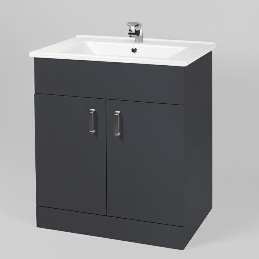 Troya 55cm Floor Standing Vanity Unit in Gloss Anthracite
