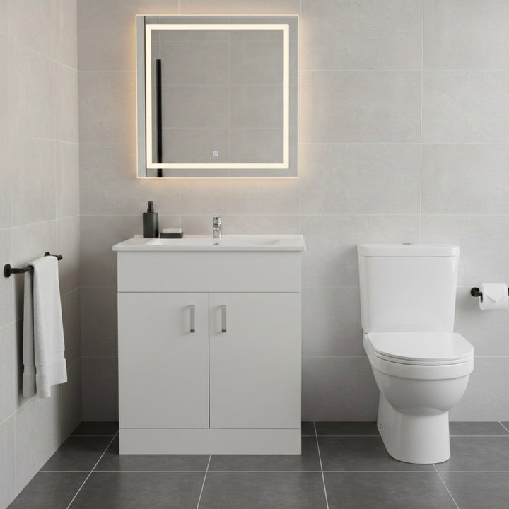 Troya 55cm Floor Standing Vanity Unit in Gloss White