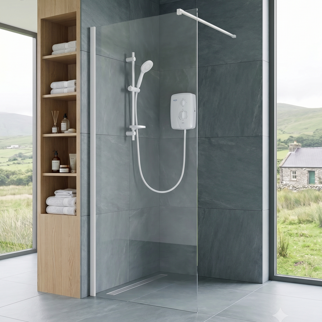 Velora 8mm Matt White Wetroom Glass Panel