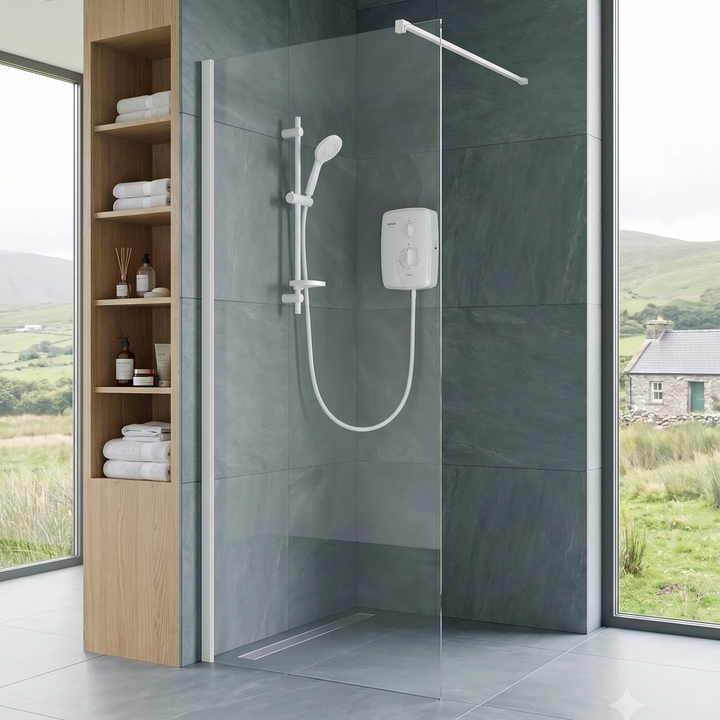 Velora 8mm Matt White Wetroom Glass Panel