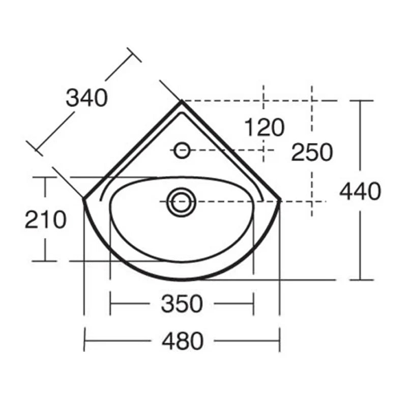 Ideal Standard Sandringham 21 1-Taphole Corner Basin (48cm)
