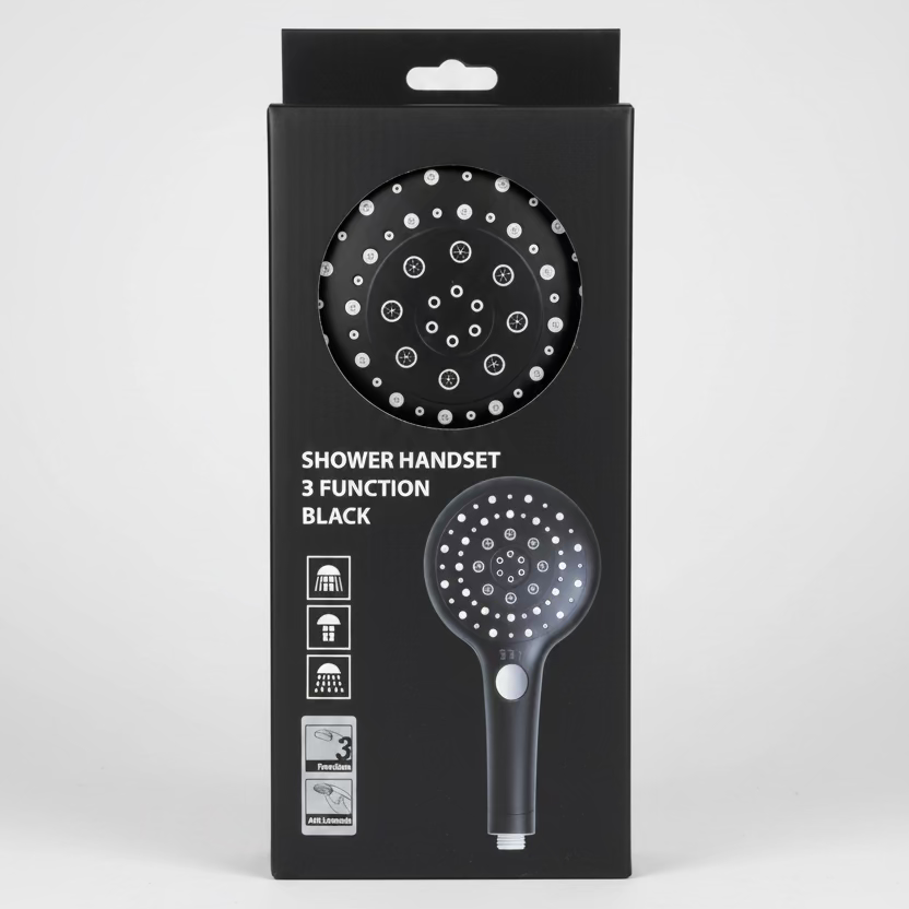 Three Function Shower Head - Black