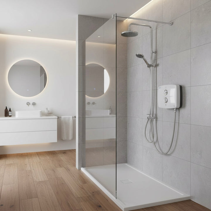Triton T90 Dual Pumped Electric Shower (White)